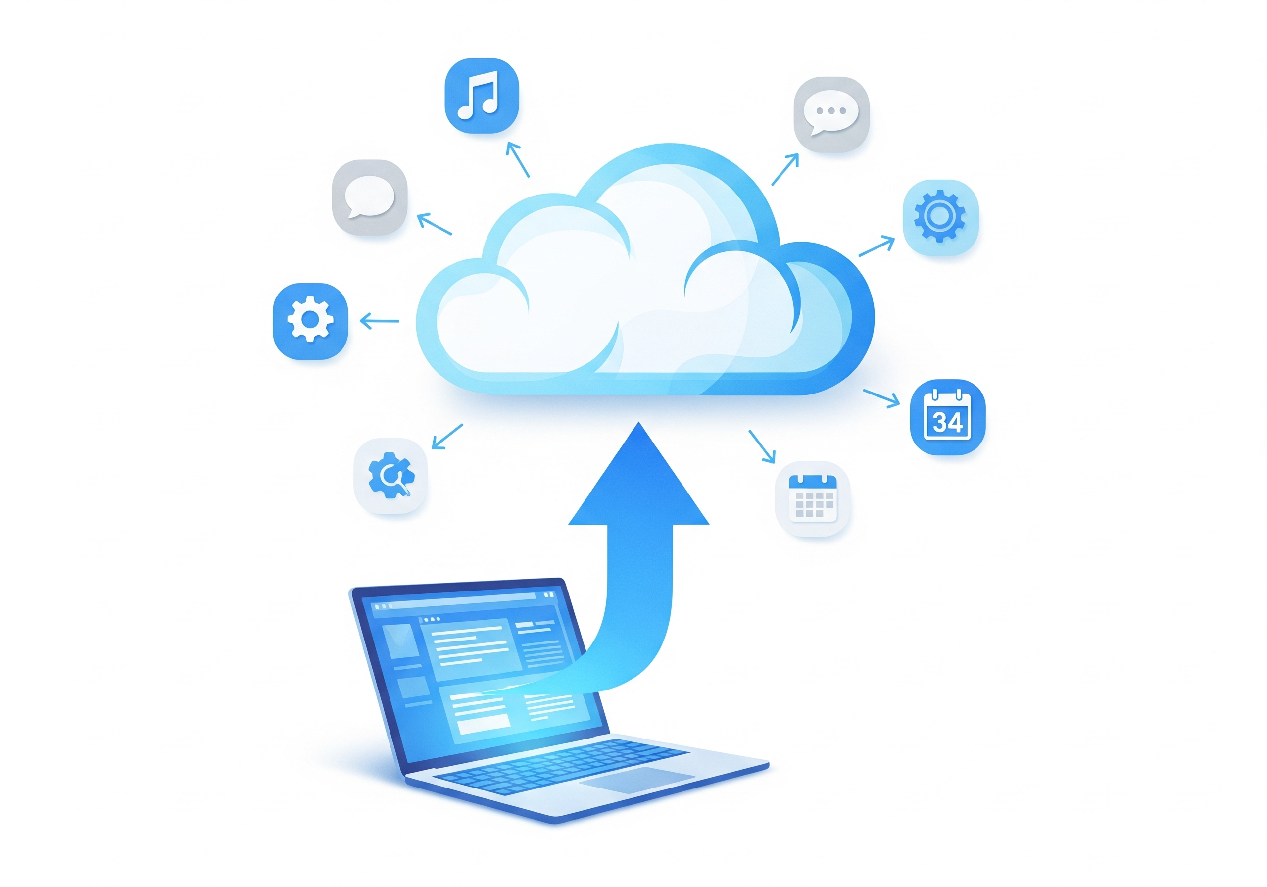 クラウドツール連携サービスのイラスト - GAS、AppSheet、Power Platform等の最適ツール導入支援